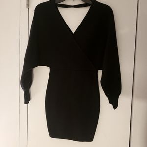 Luxxel Black Mini Sweater Dress Size Small